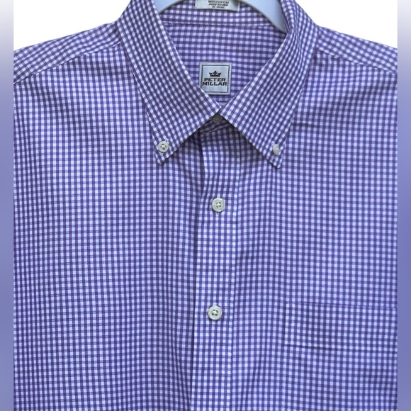 Peter Millar Checkered Print Long Sleeves Button Down Shirt Size M - Picture 2 of 4